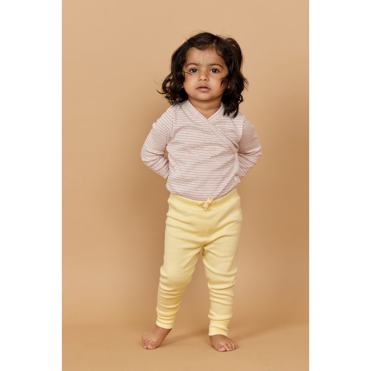 LEGGINGS I RIB JERSEY MED SNØRE - LT. YELLOW - LT. YELLOW / 56