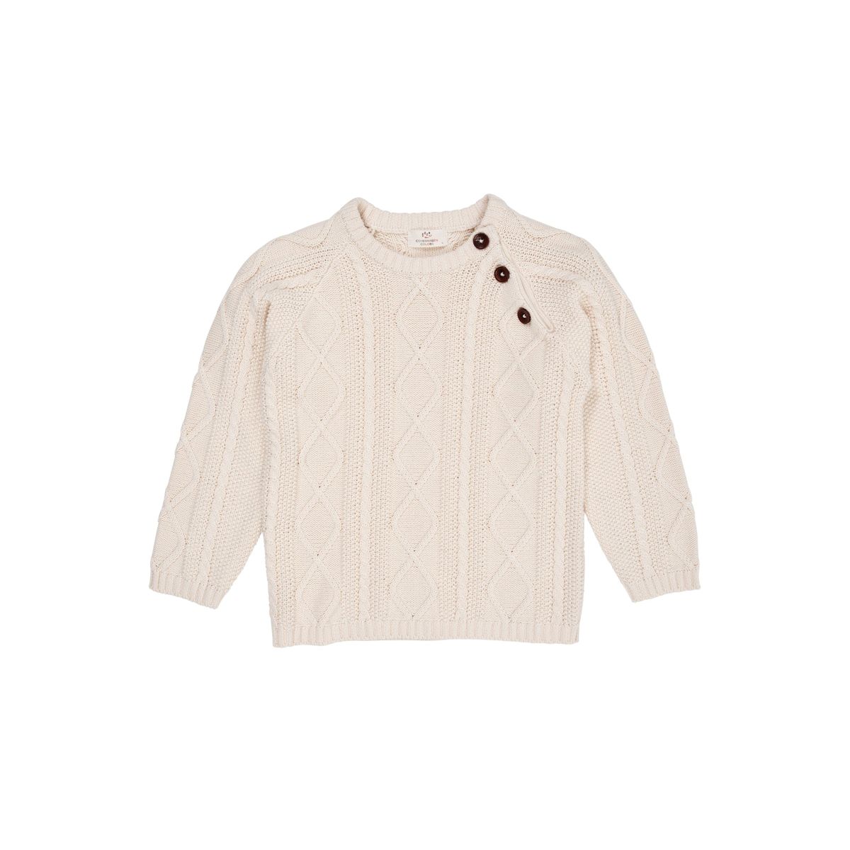 KABELSTRIKKET BLUSE M. KNAPLUKNING - CREAM - CREAM / 122