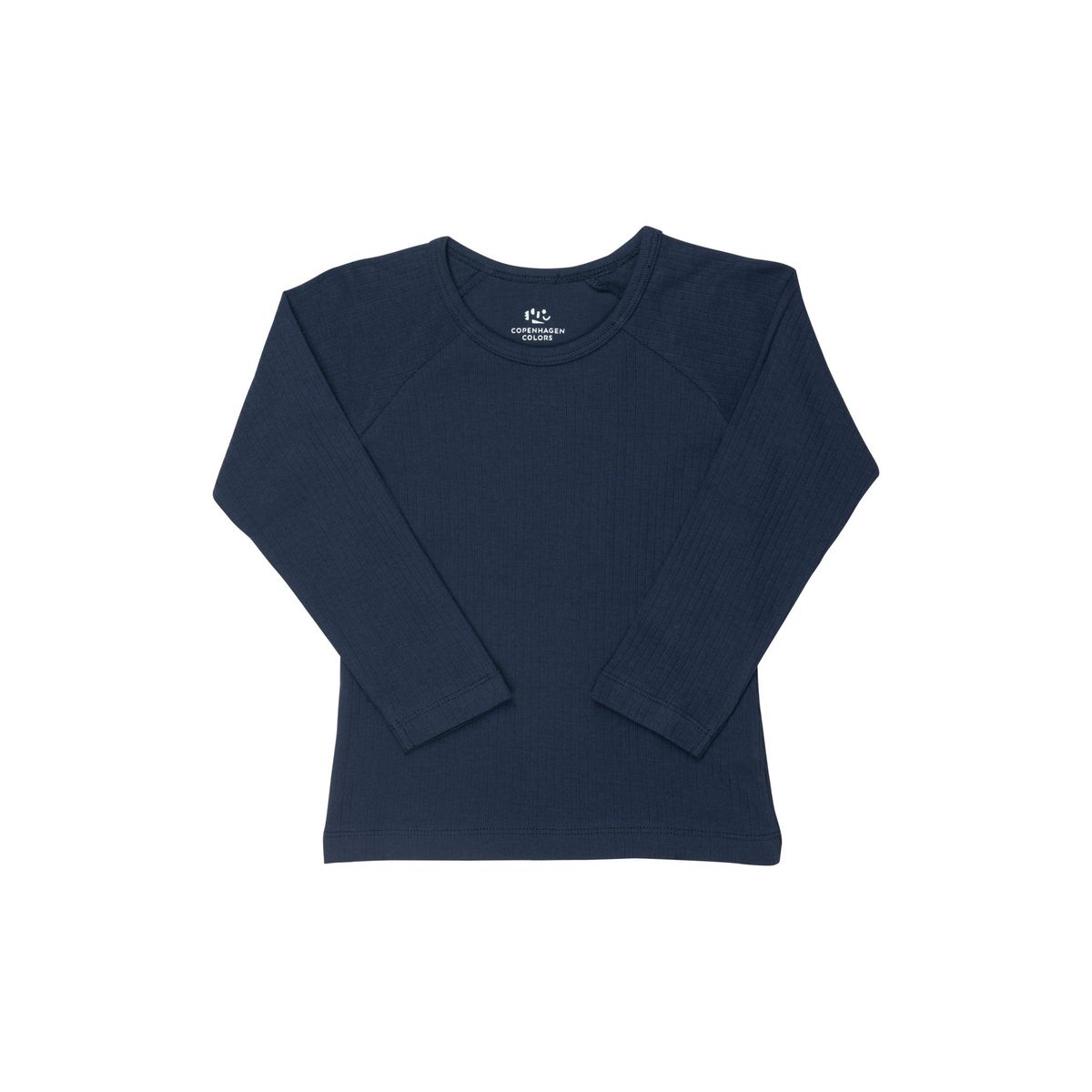 KLASSISK LANGÆRMET BLUSE I RIB JERSEY - NAVY - NAVY / 62