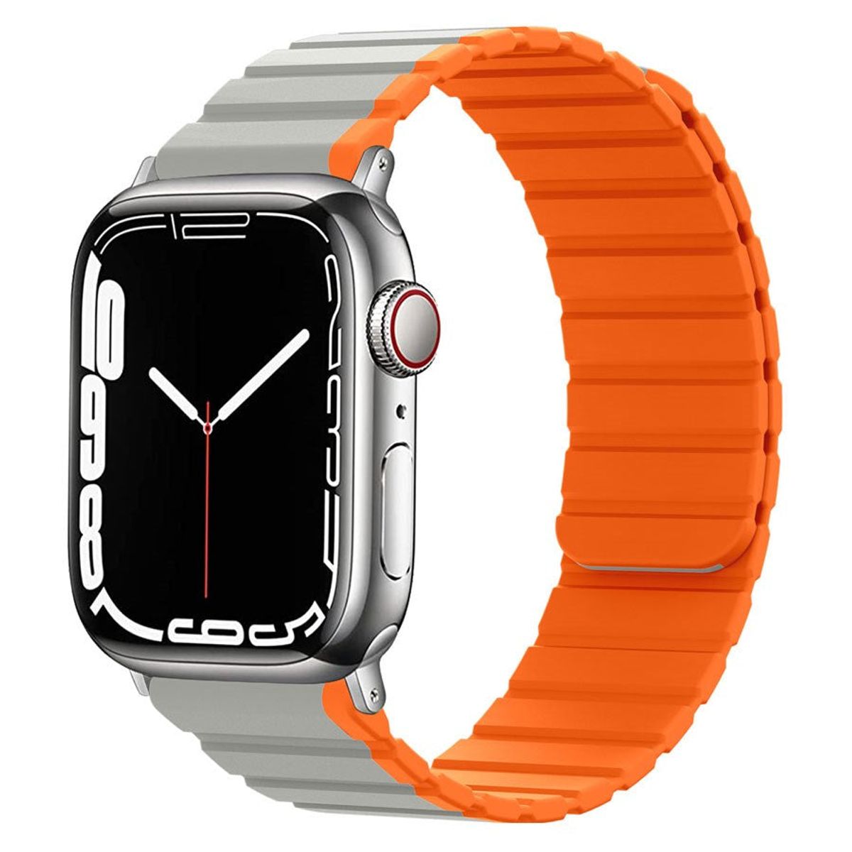 Lippa Apple Watch magnetisk silikonerem 38/40/41, Grå/Orange