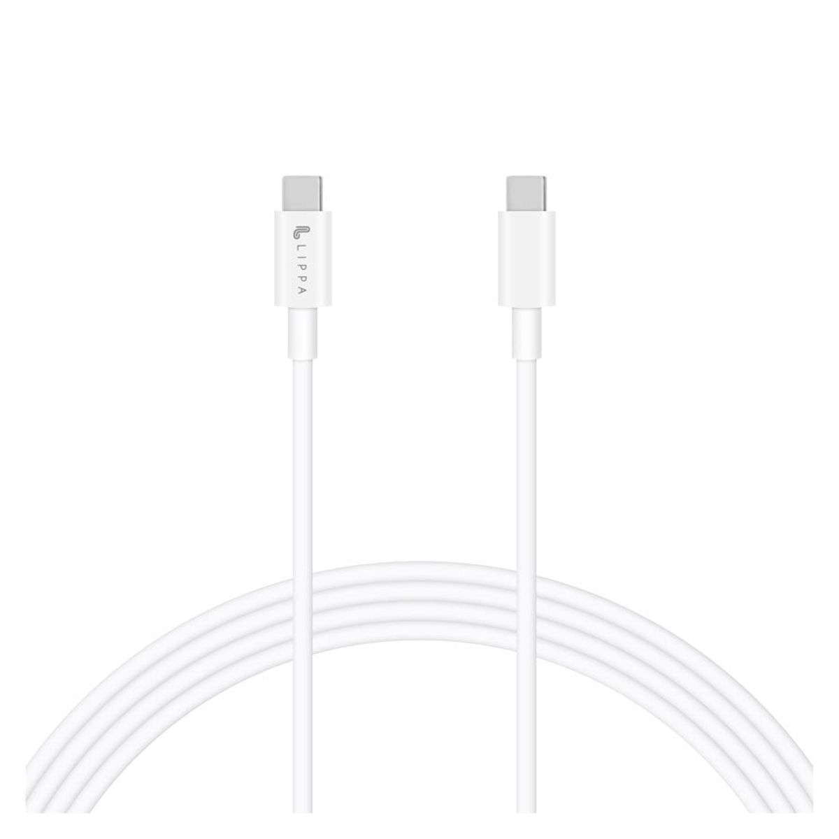 Lippa USB-C til USB-C 60W kabel 1m, Hvid