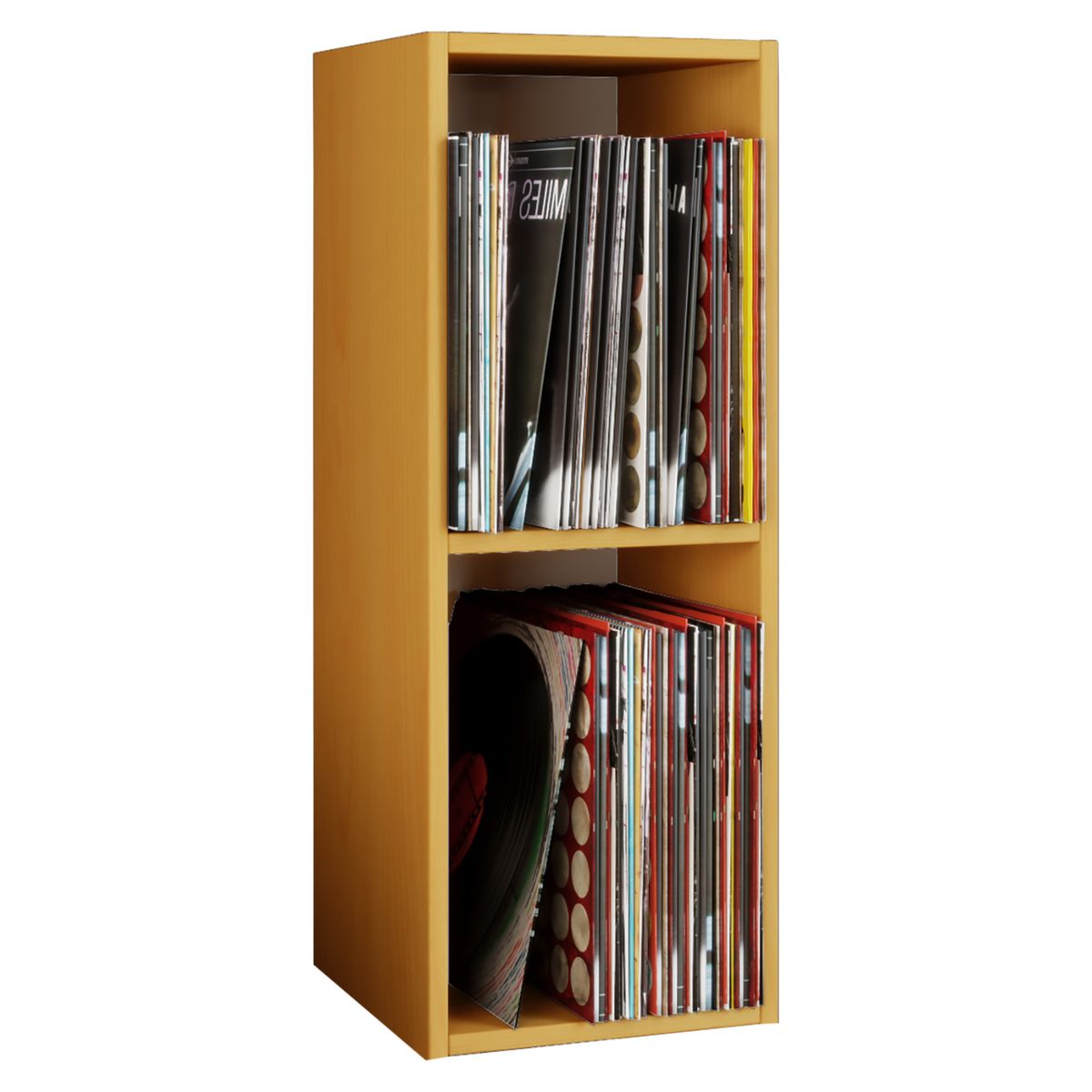 Plade-/Vinylreol H. 72 x B. 34 x D. 30 cm, sort, naturfarvet