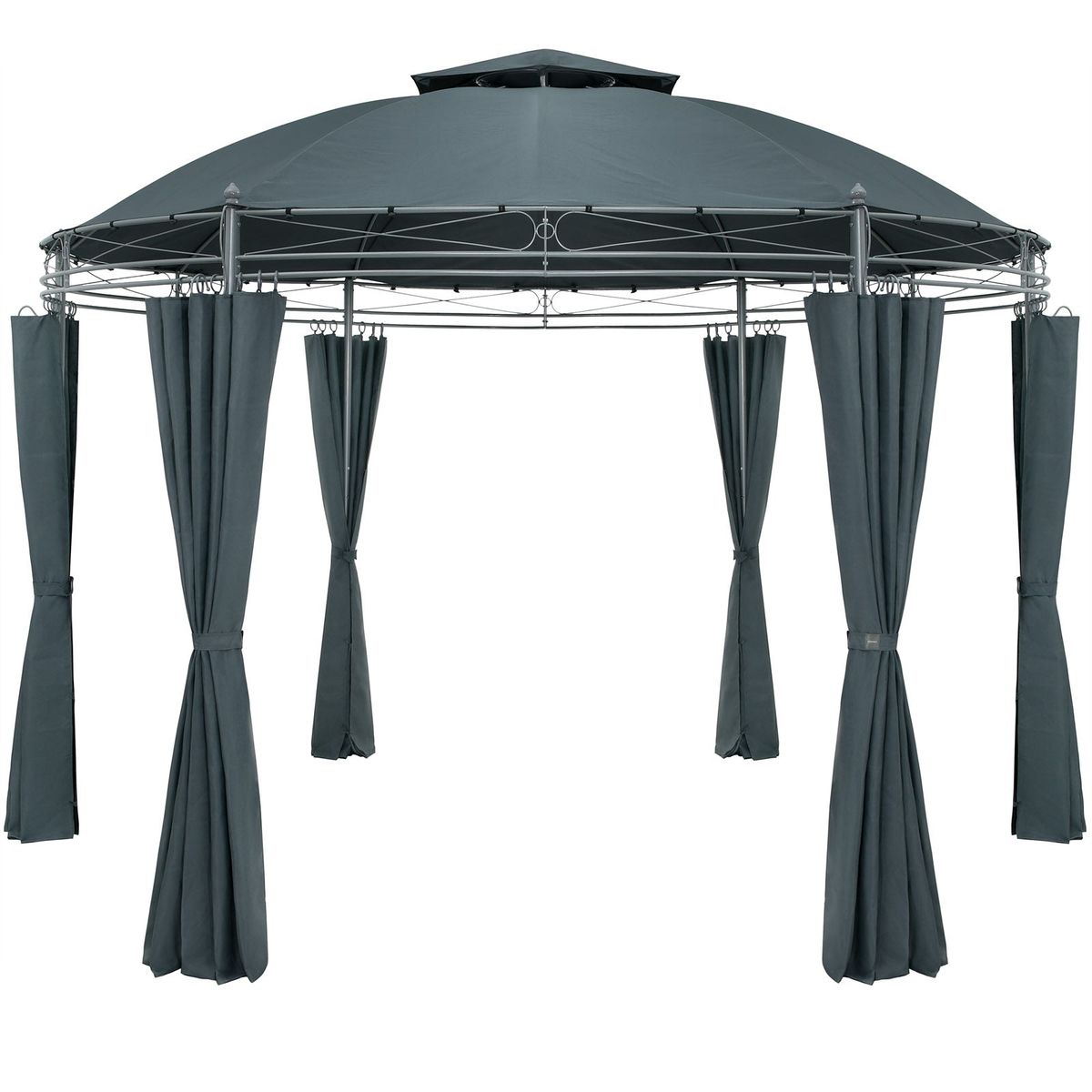 Pavillon Havetelt Havepavillon Toscana Ø 350cm Metal Vandafvisende Luksus, Farve: Antracit