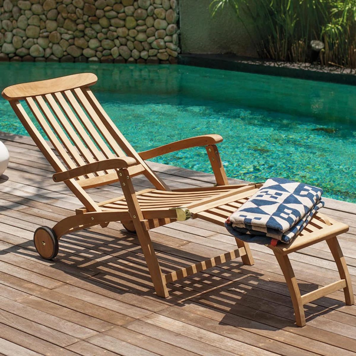 Liggestol Sunrise teak 150x56x77/95cm