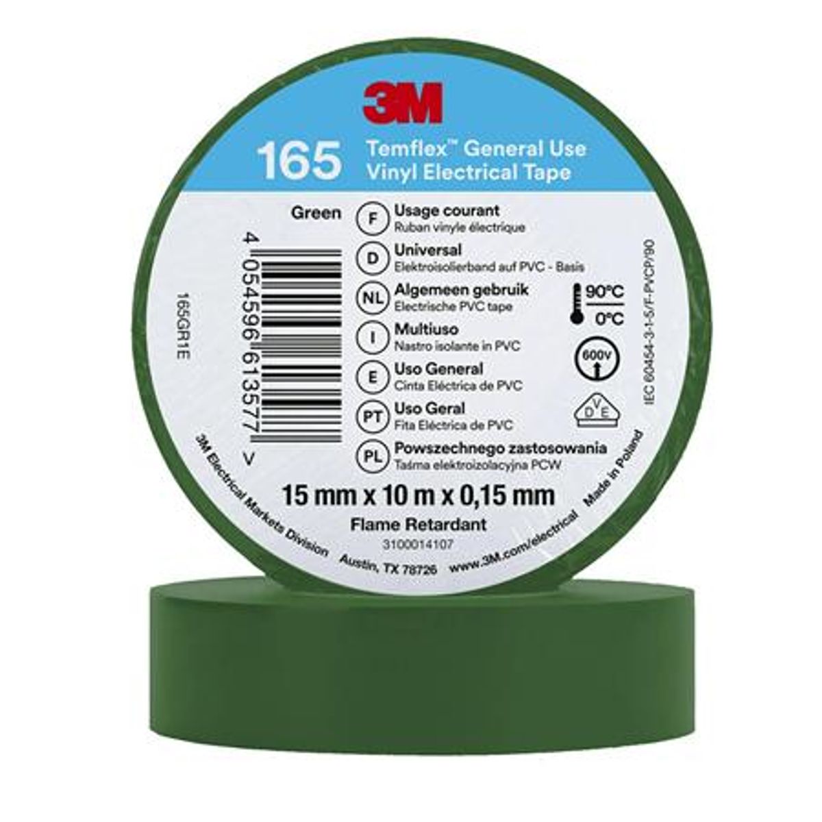 Tape Vinyl 165 15Mmx10M Grøn