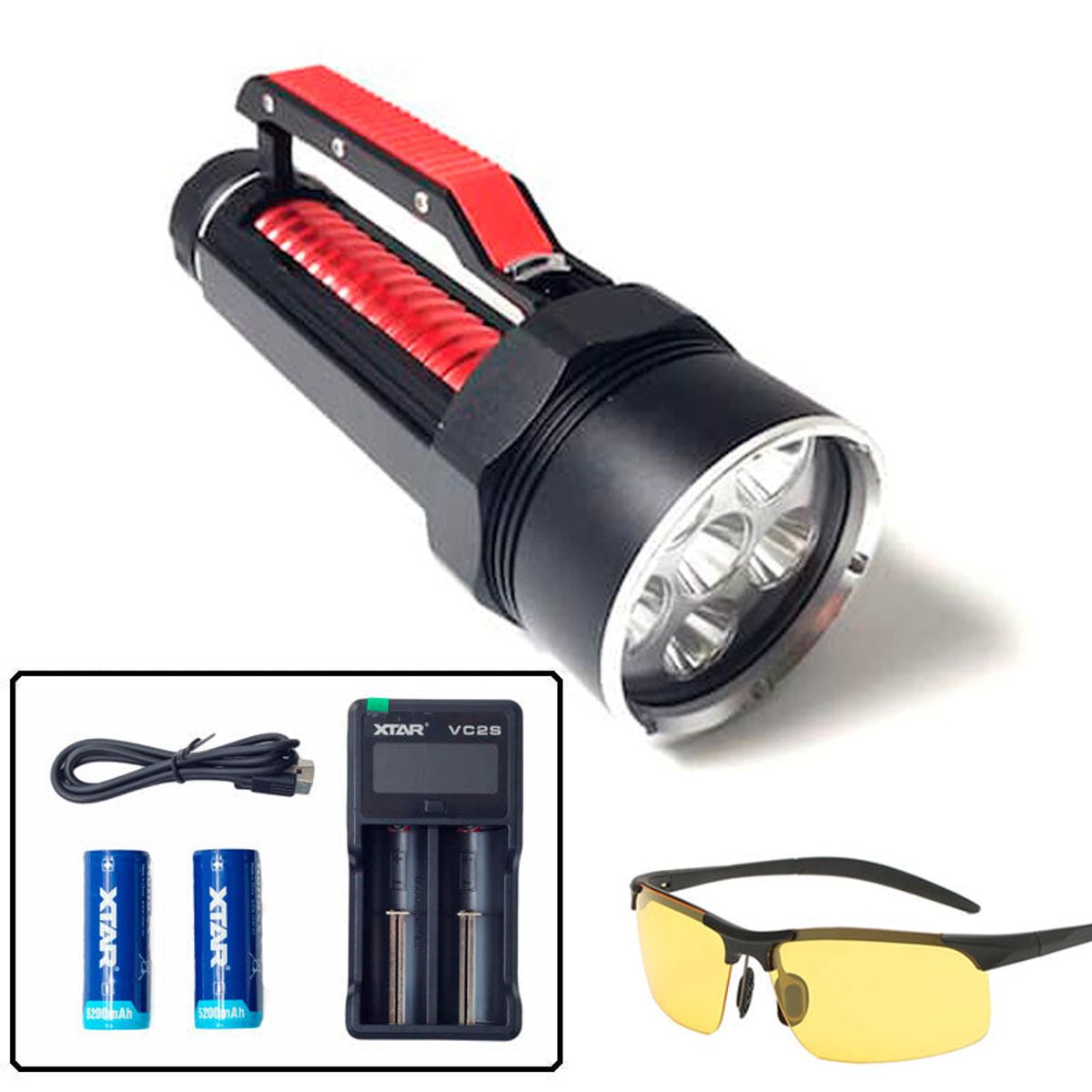 Ravlygte: AmberExpert&trade; XLC6 | Den professionelle UV-ravlygte - AmberExpert&trade; XLC6 med ravbrille - Med XTAR-lader adapter og 2 batterier