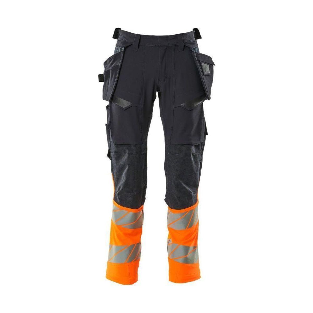 Mascot®Accelerate Safe håndværkerbukser hængelommer Full Stretch 19131-711-01014 mørk marine/hi-vis orange