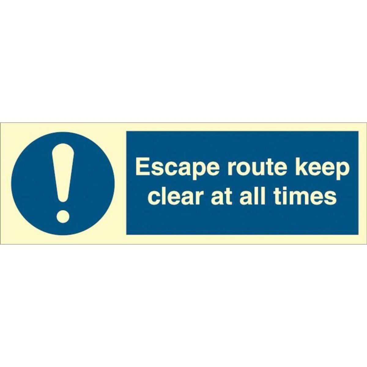 Sign IMO Escape route keep clear at all times 106209