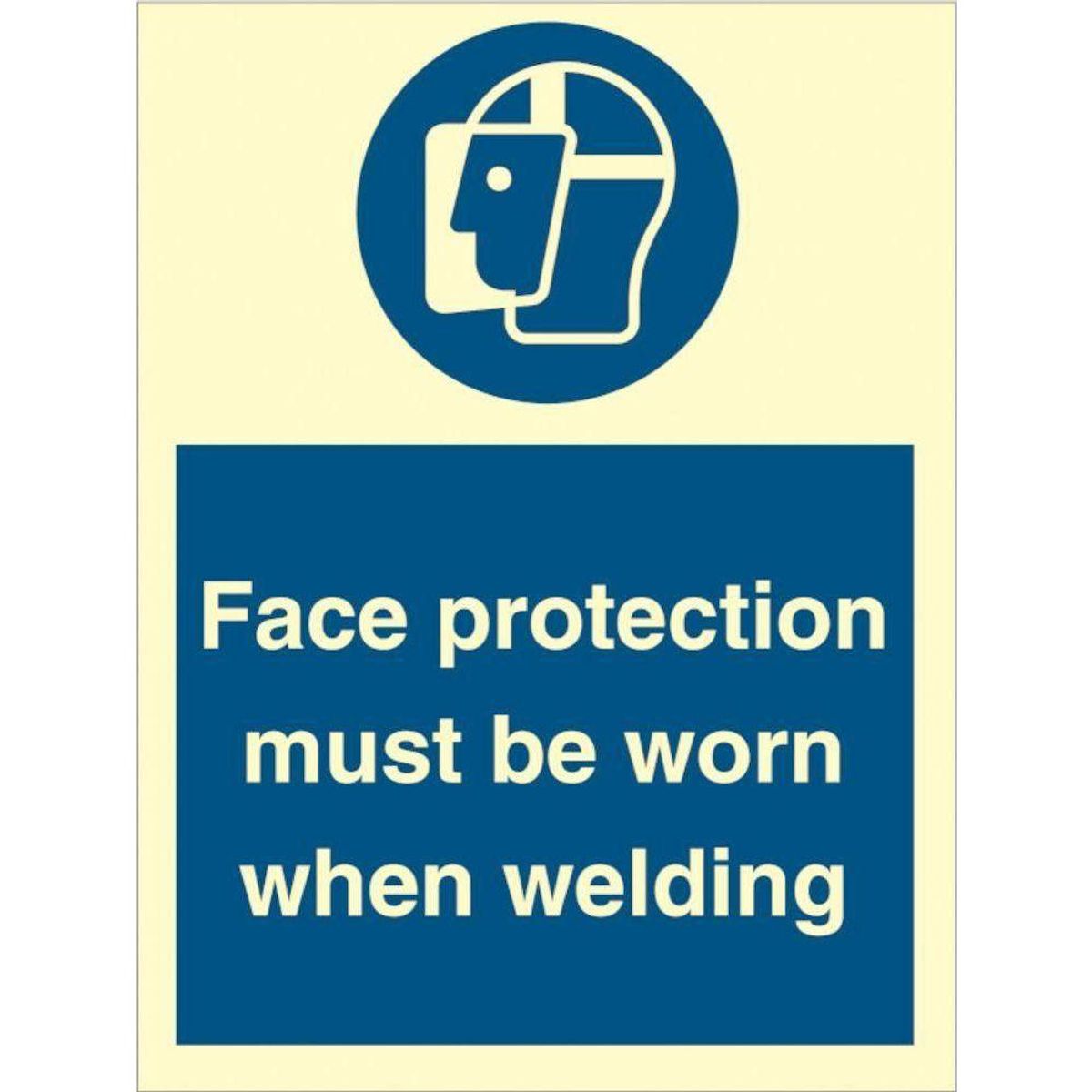 Sign IMO Face protection must be worn when welding 106080