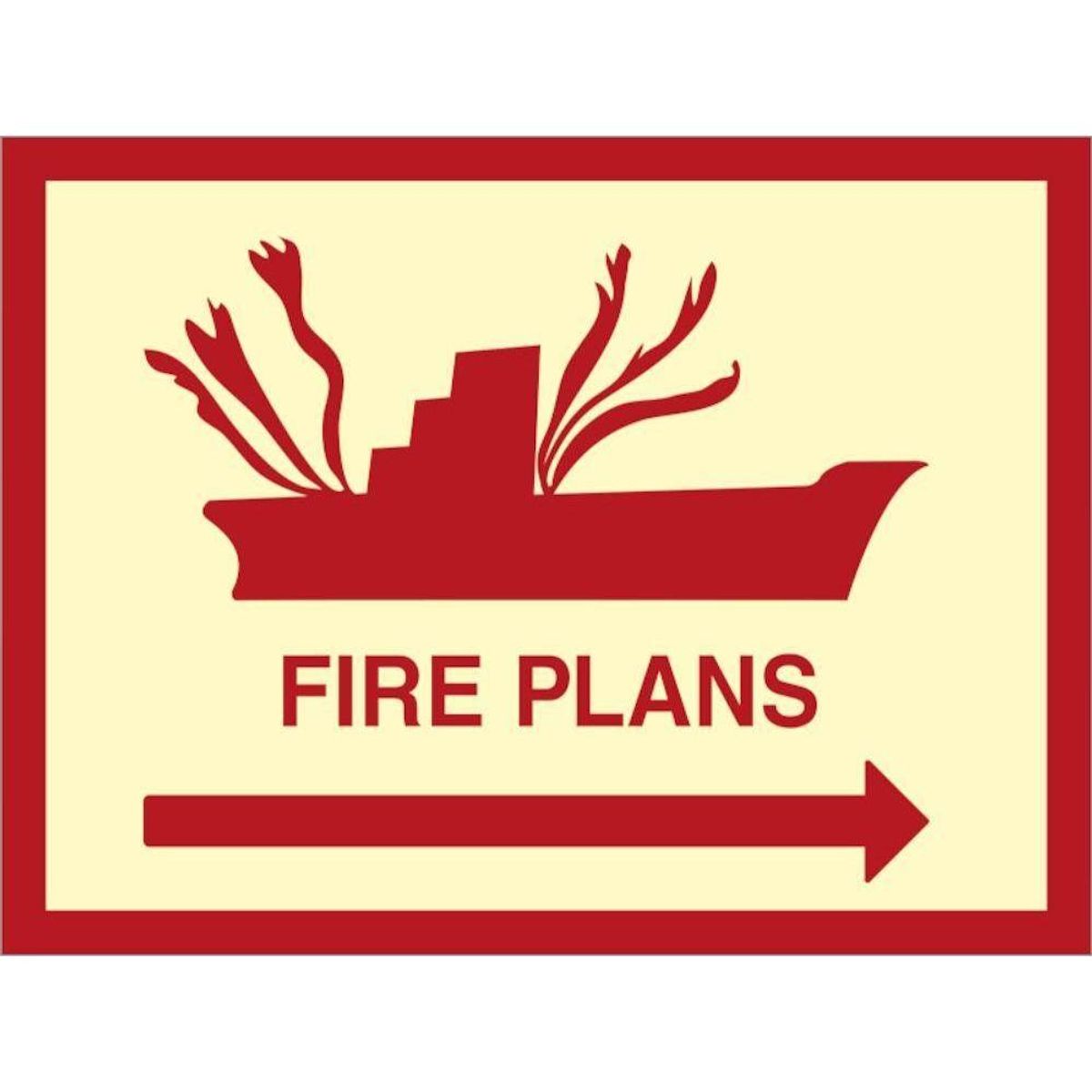 Sign IMO Fire plan arrow right 105102