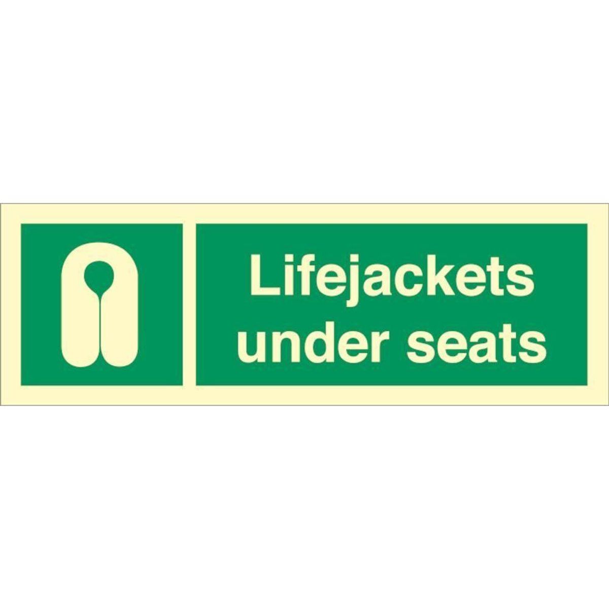 Sign IMO Lifejacket under seats