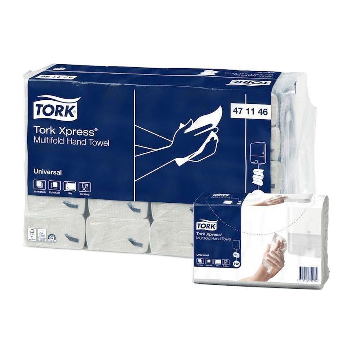 Tork Universal håndklædeark 471146 2-lag hvid 3800 ark H2