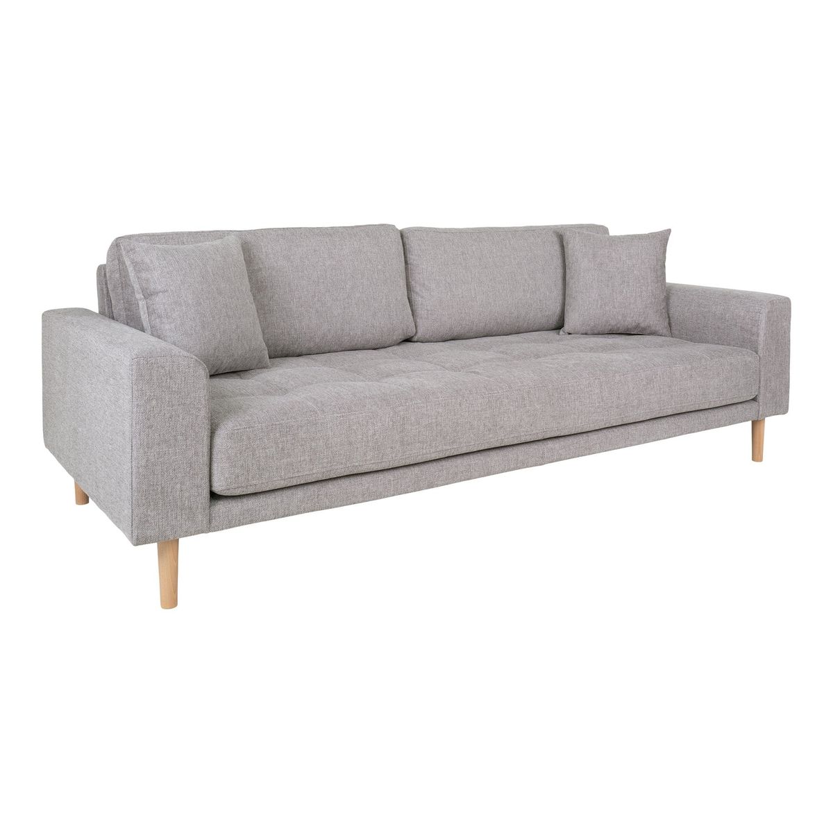 Lido 3 Personers Sofa - 3 Personers Sofa, Lysegrå Med To Puder Og Natur Træben, Hn1040