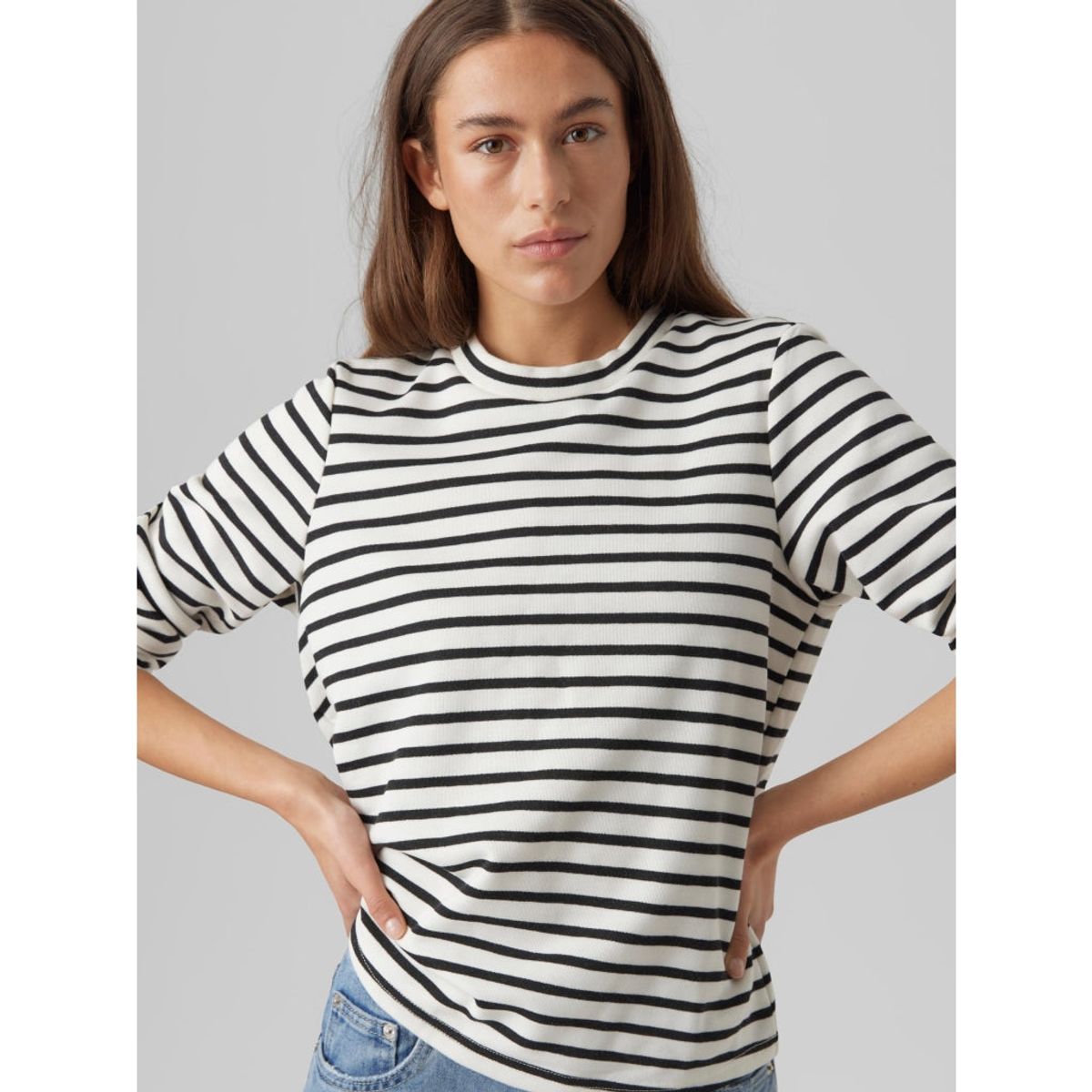 VMMATHILDE LS T-SHIRT D1 - White BLACK STRIPES