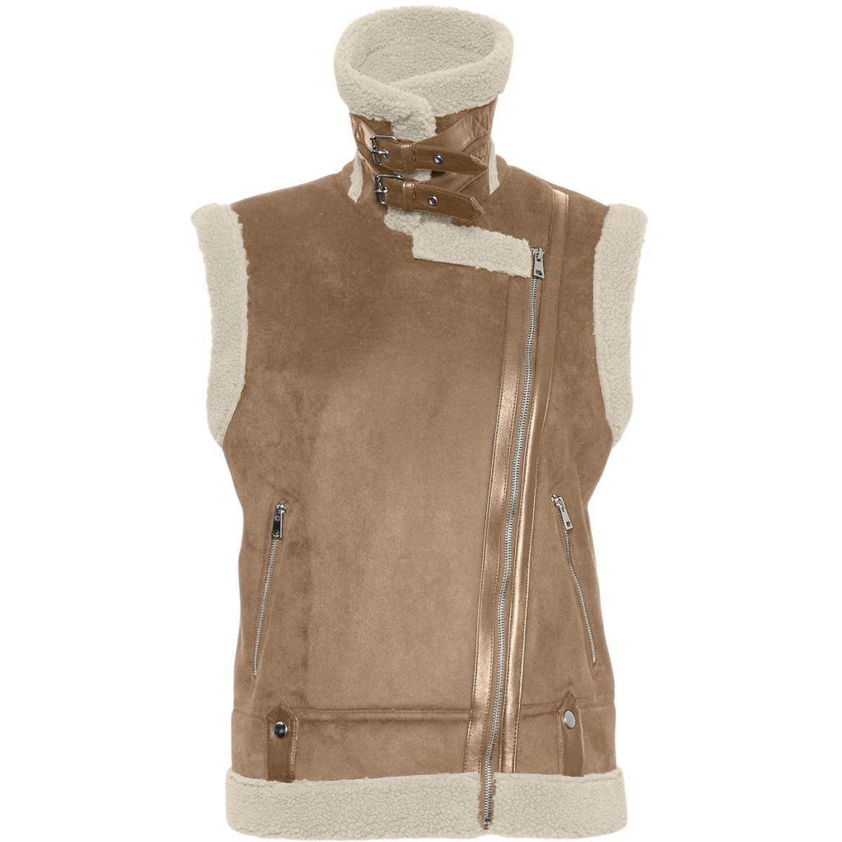 Vero Moda dame vest VMVEGA - Tigers Eye OATMEAL TEDDY