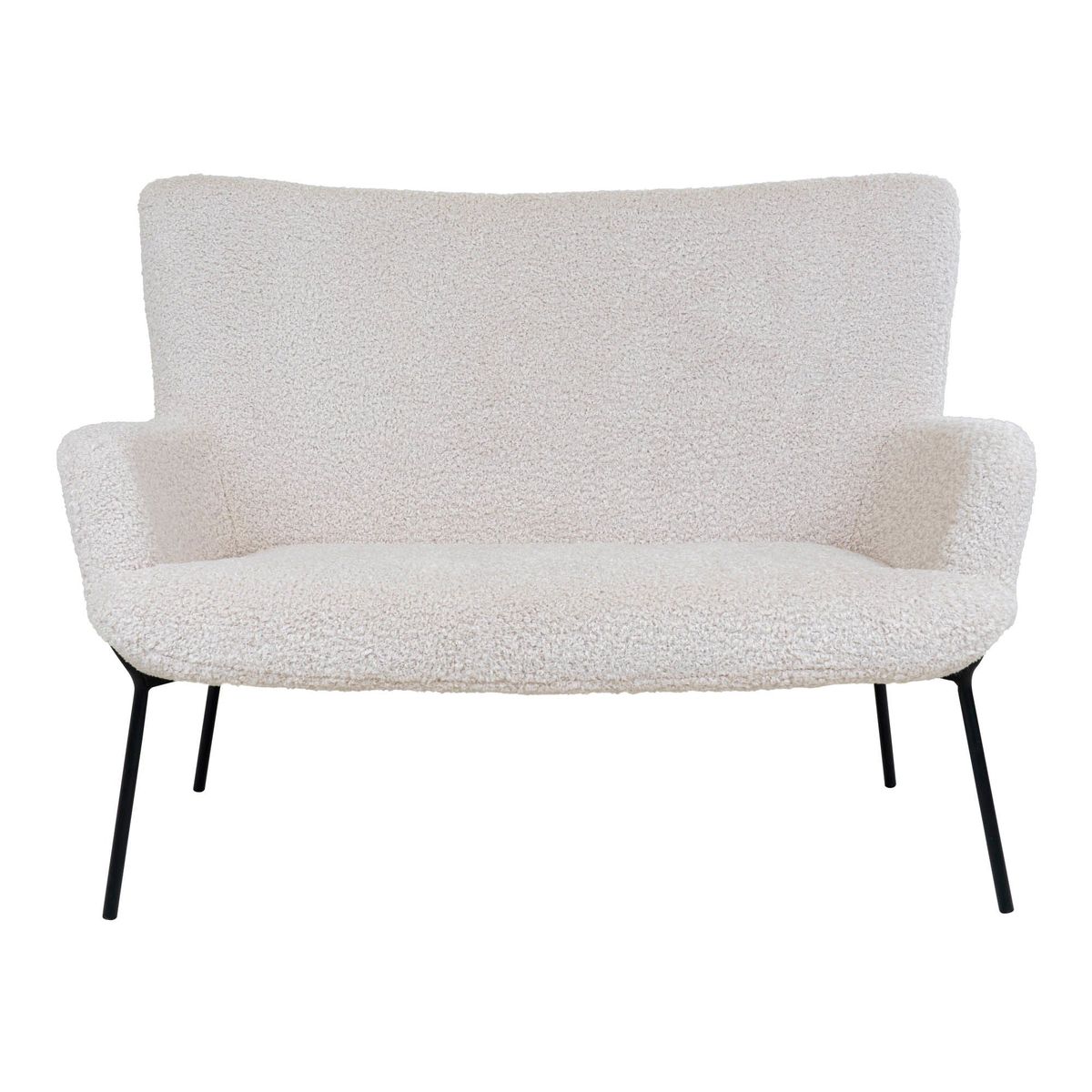 Glasgow Sofa - 2 personers sofa i kunstig lammeskind, hvid med sorte ben, HN1090 - Hvid