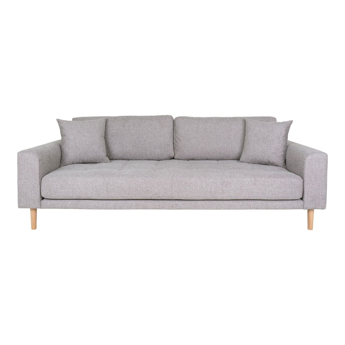 Lido 3 Personers Sofa - 3 Personers Sofa, lysegrå med to puder og natur træben, HN1040