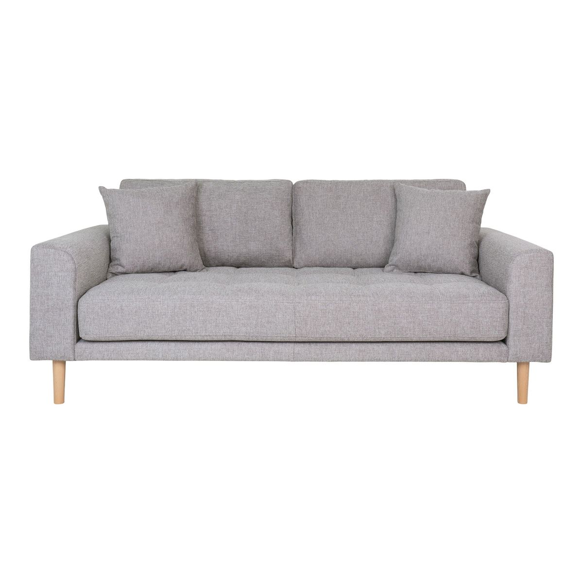 Lido 2,5 Personers Sofa - 2,5 Personers Sofa, lysegrå med to puder og natur træben, HN1040