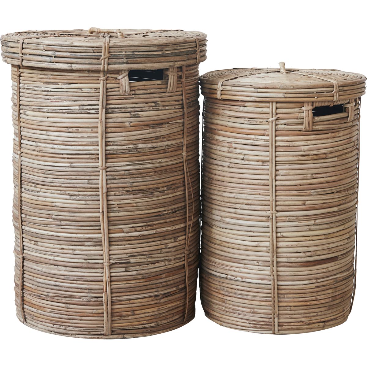 Vasketøjskurve, HDChaka, Natur - Nature / Rattan , Bamboo / S:, h: 57 cm, dia: 37 cm, L:, h: 64 cm, dia: 45 cm