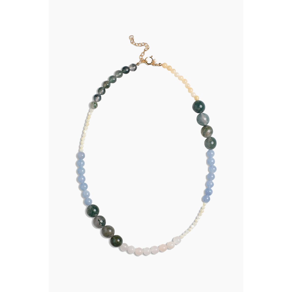 Necklace Carli - L. Yellow, Kaki Green, L. Blue and Peach - ENAMEL - Guld One Size