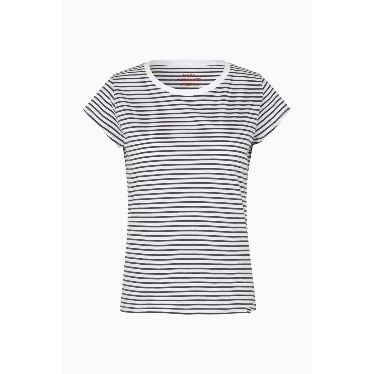 Organic Jersey Stripe Teasy Tee FAV - Asphalt/Brilliant White - Mads Nørgaard - Stribet XL