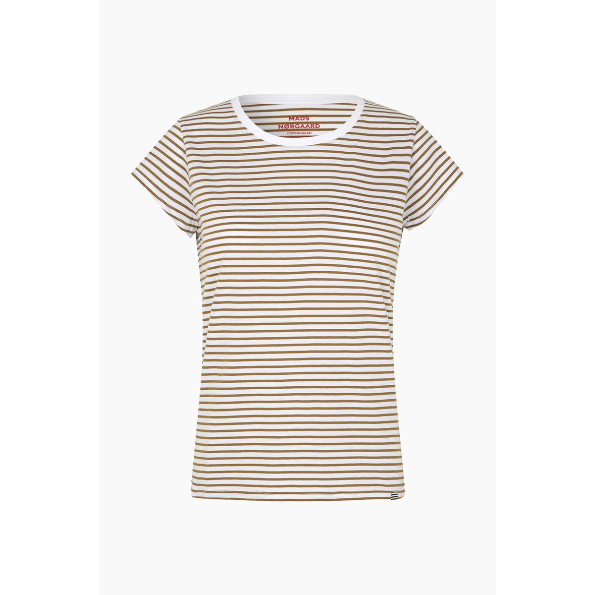 Organic Jersey Stripe Teasy Tee FAV - Lizard/Brilliant White - Mads Nørgaard - Stribet L