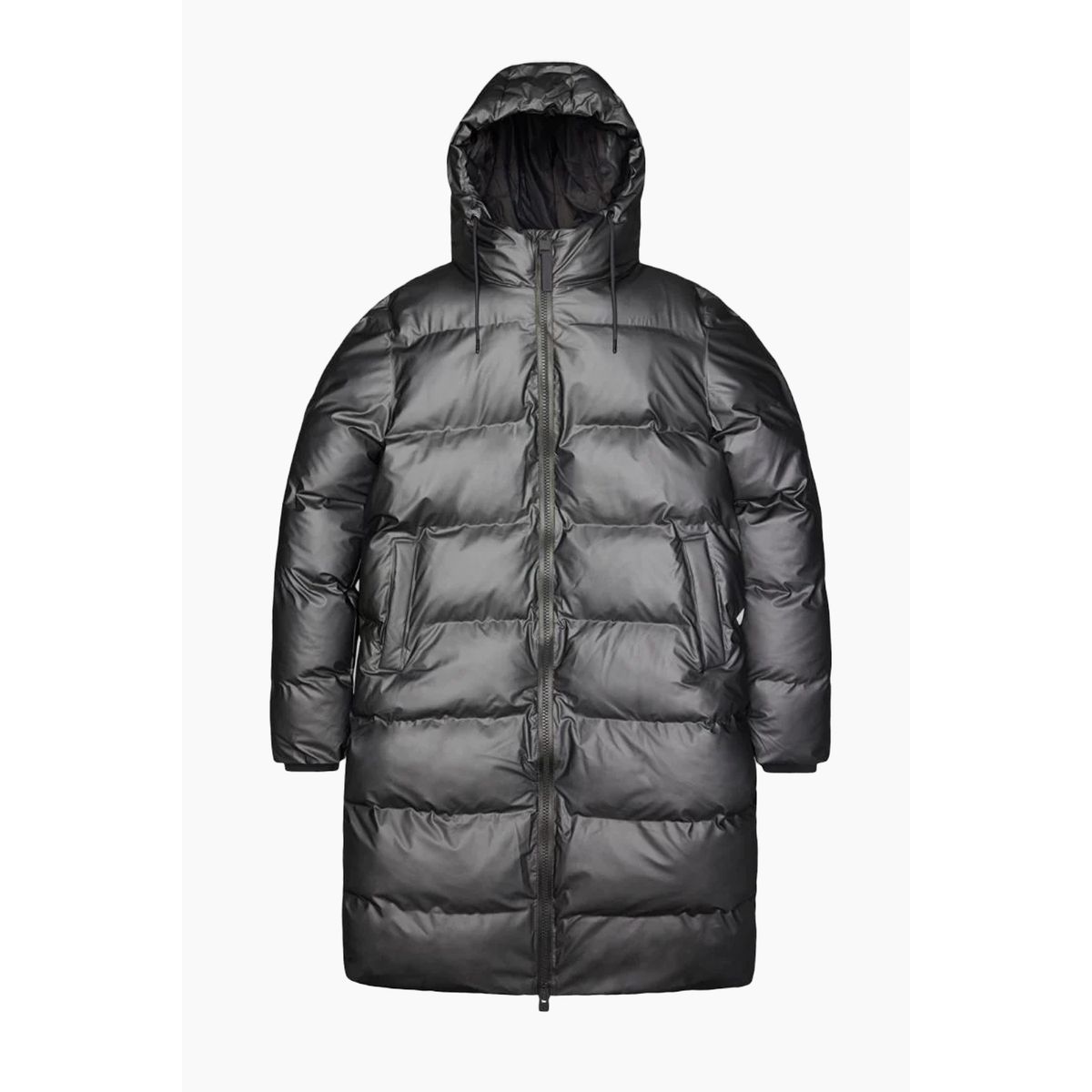 Alta Long Puffer Jacket W3T4 - Metallic Grey - Rains - Grå M