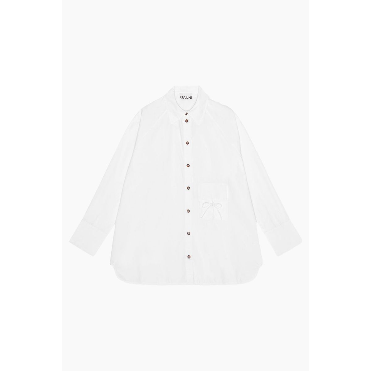 Cotton Poplin Oversize Raglan Shirt F9073 - Bright White - GANNI - Hvid XXS/XS