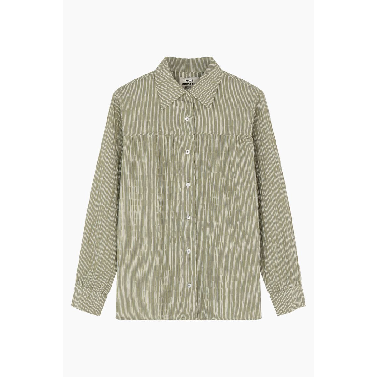 Crinckle Pop Vinny Shirt - Olive Branch/Cloud Dancer - Mads Nørgaard - Grå XS