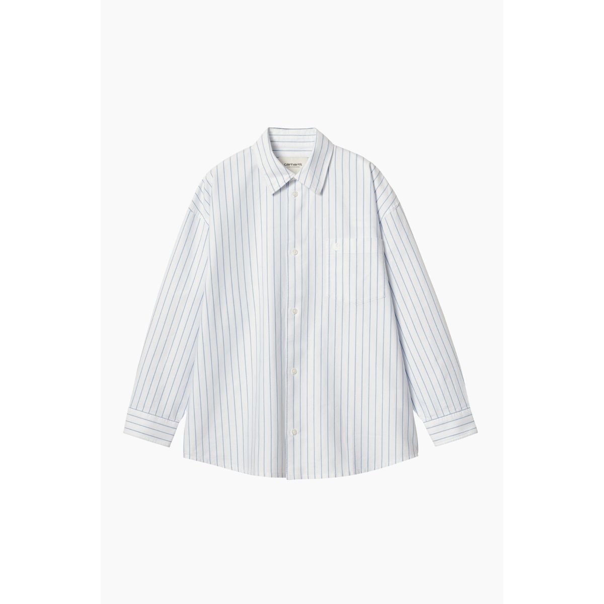 W' L/S Downlen Shirt - Dowlen Stripe, White - Carhartt WIP - Stribet S