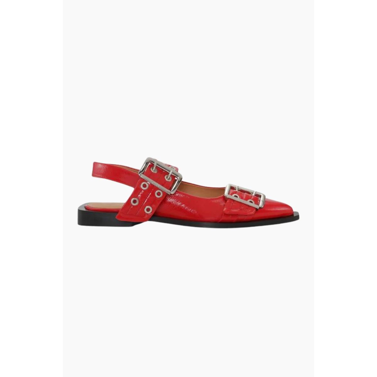 Feminine Buckle Ballerina Naplack S2843 - Racing Red - GANNI - Rød 39