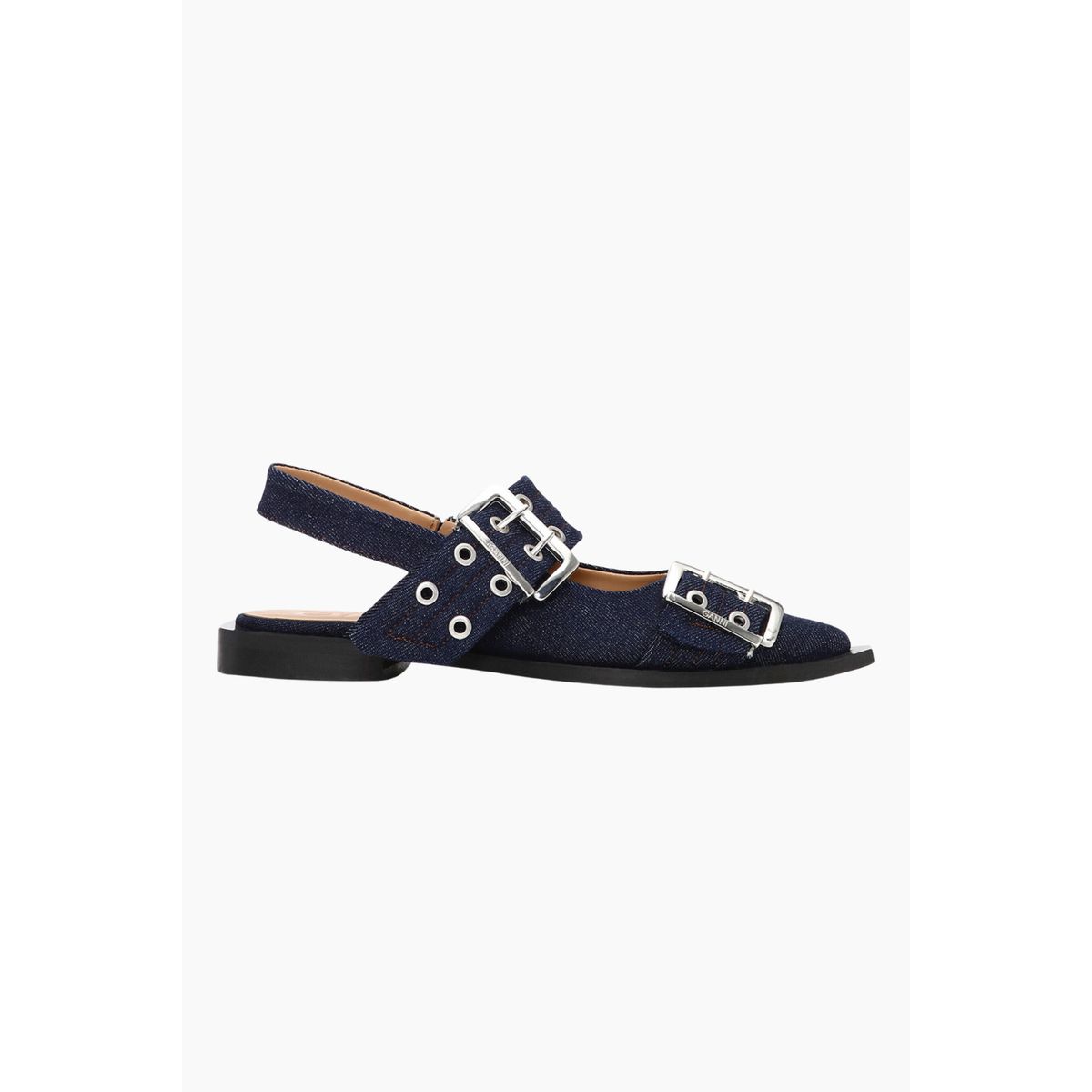 Feminine Buckle Ballerina Denim S2797 - Dark Navy - Ganni - Navy 38