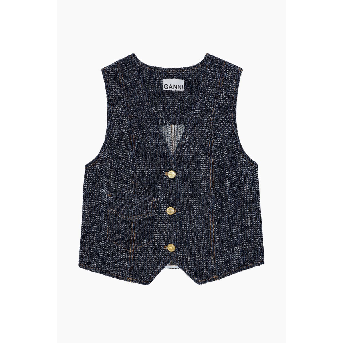 Fluffy Denim Waistcoat J1544 - Rinse - GANNI - Blå S