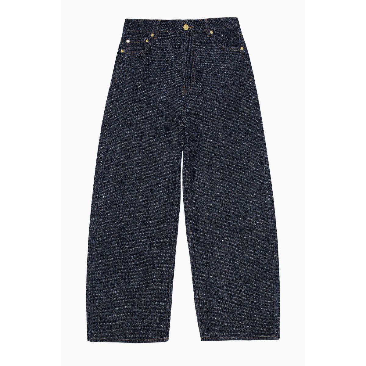 Fluffy Denim Wide Jeans J1542 - Rinse - GANNI - Blå 29