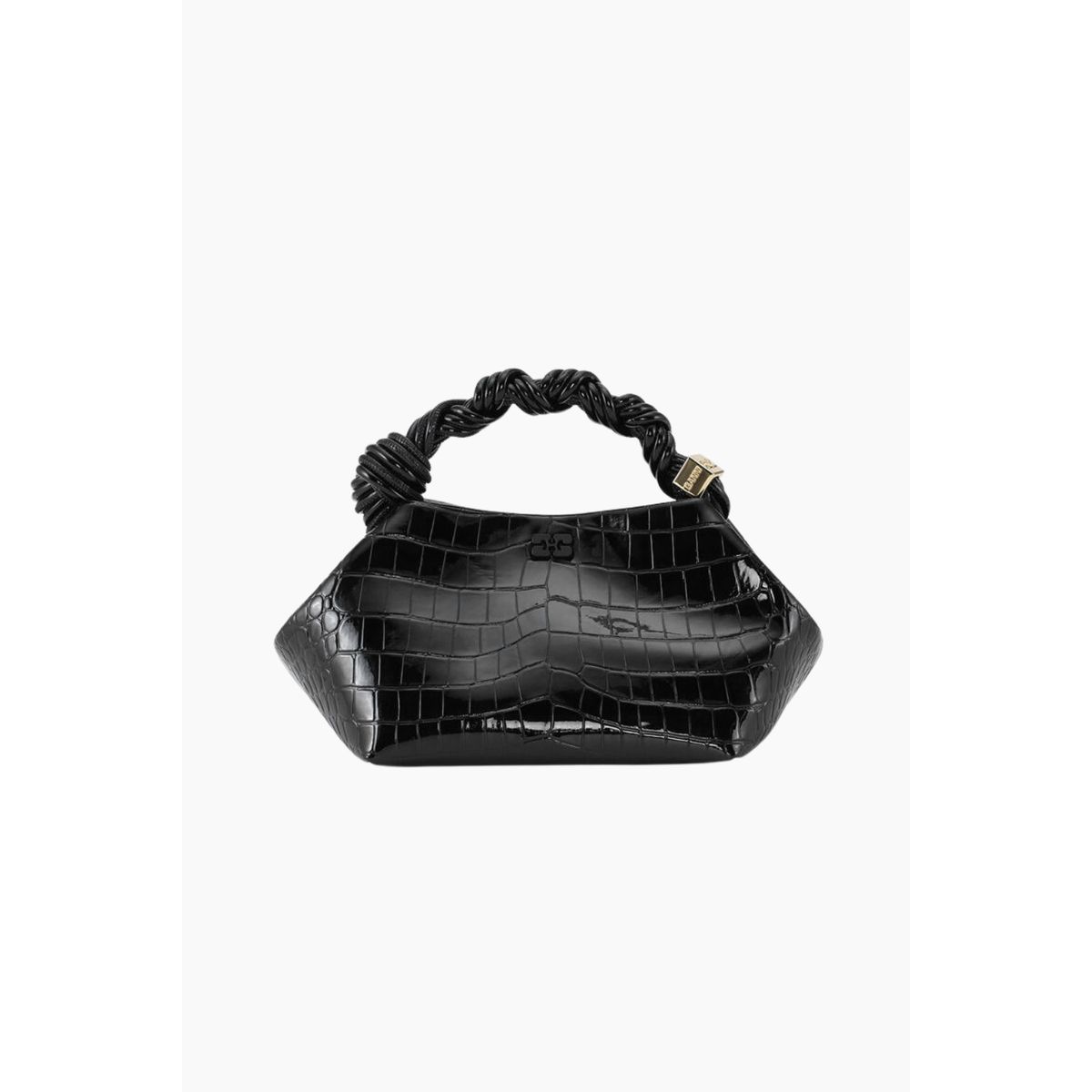 Ganni Bou Bag Small Patent Croco A6083 - Black - GANNI - Sort One Size