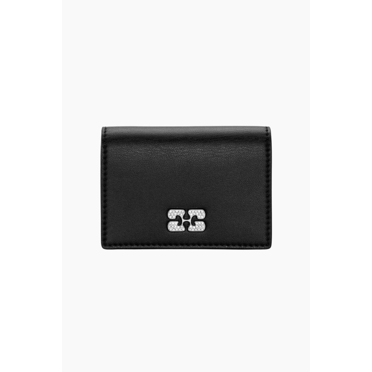 Ganni Bou Flap Card Holder Strass A6395 - Black - GANNI - Sort One Size