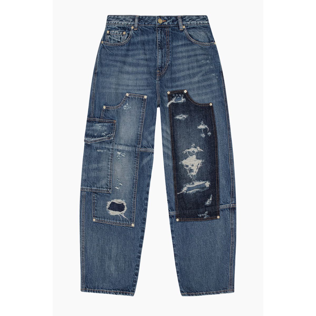 Heavy Washed Denim Jeans J1560 - Mid Blue Vintage - GANNI - Blå 26