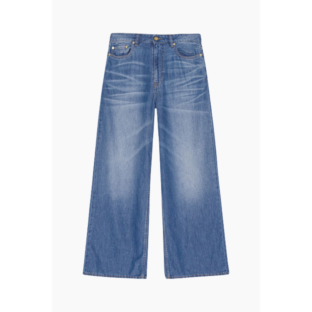 Light Denim Wide Jeans J1487 - Mid Blue Vintage - GANNI - Blå 26