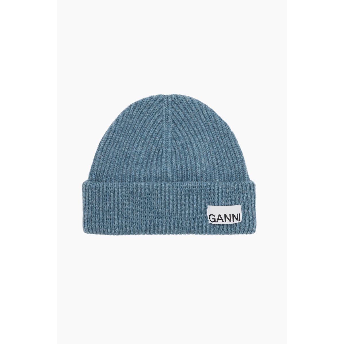 Light Structured Rib Knit Beanie A6238 - Dusty Blue- GANNI - Blå One Size