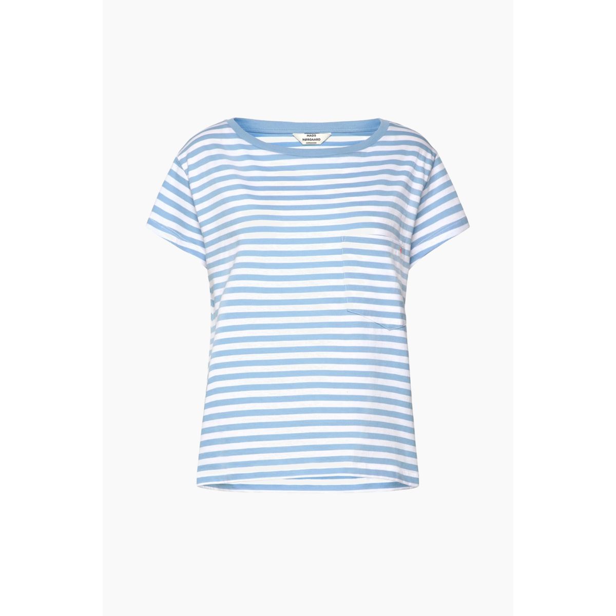 Organic Jersey Stripe Torva Tee - Alaskan Blue/Brilliant White - Mads Nørgaard - Stribet XS