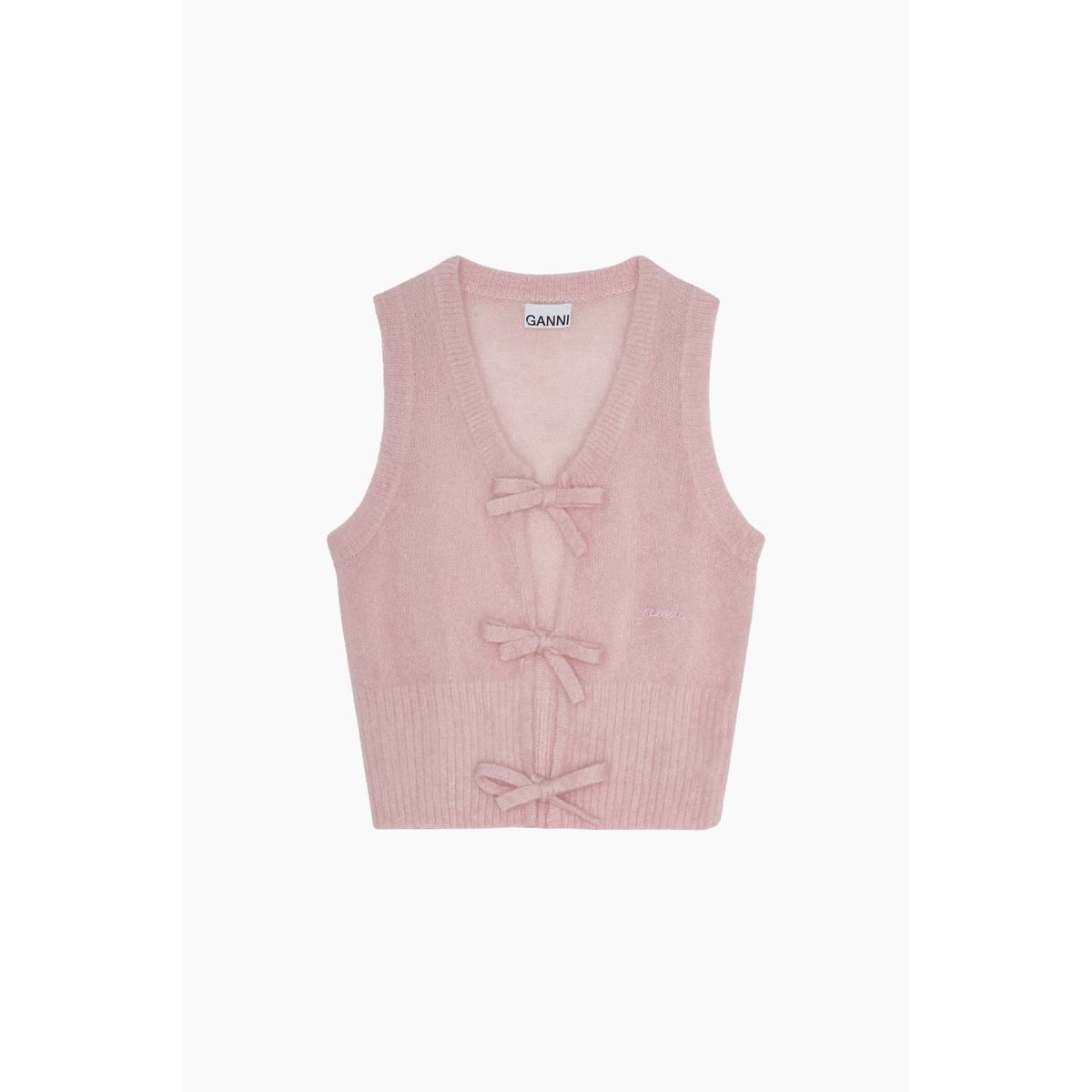 Light Mohair Tie String Vest K2268 - Lilac Sachet - GANNI - Lyserød L