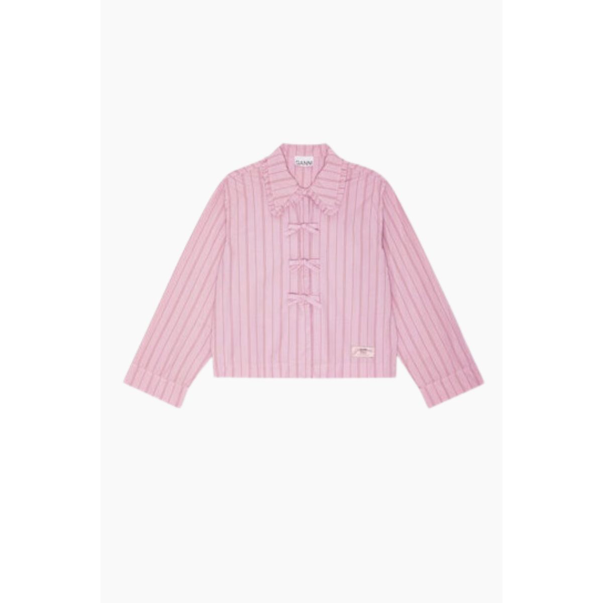 Stripe Cotton Pyjamas Shirt W0326 - Lilac Sachet - GANNI - Lyserød L