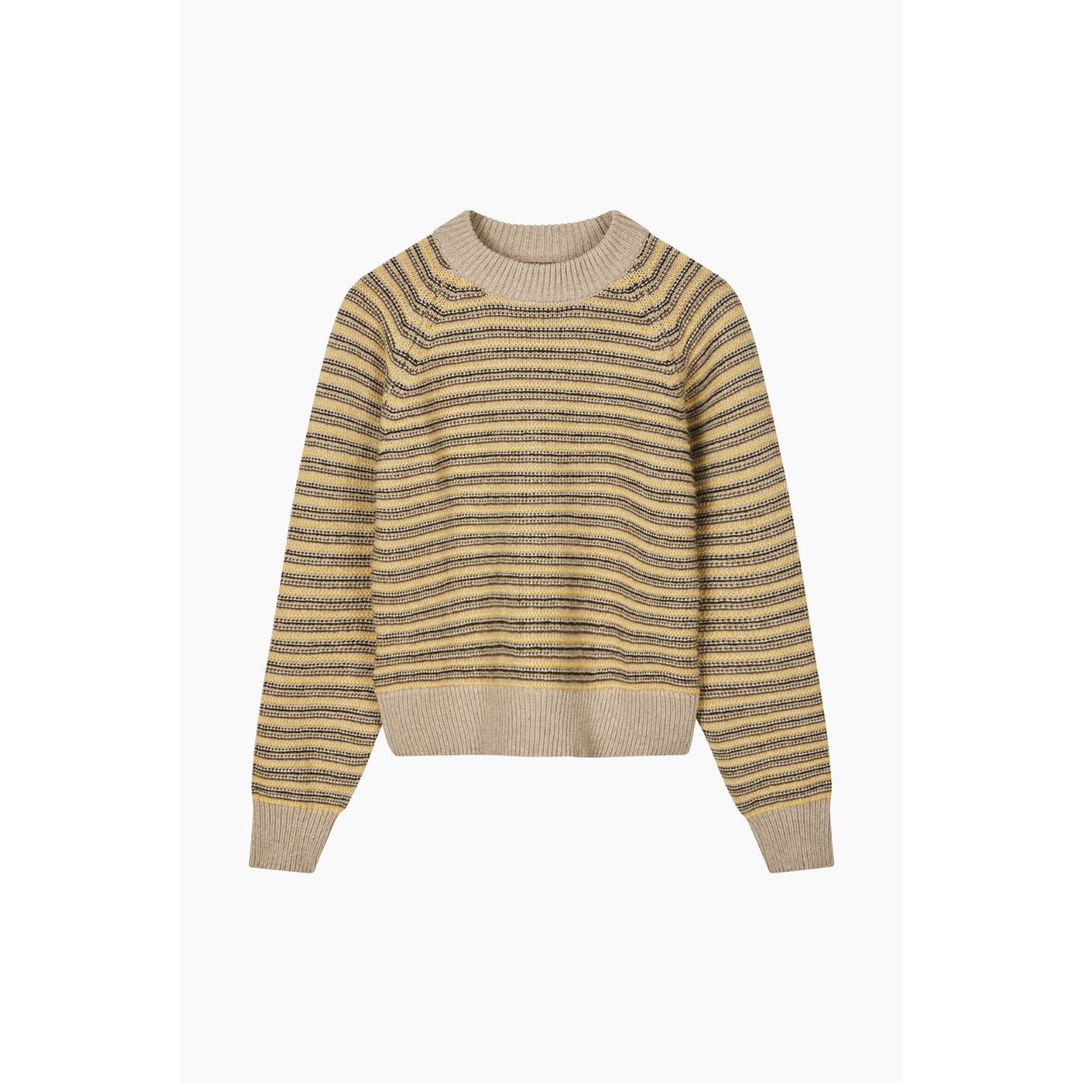 Stripey Martha Sweater - Oatmeal Melange Mix - Mads Nørgaard - Stribet XS