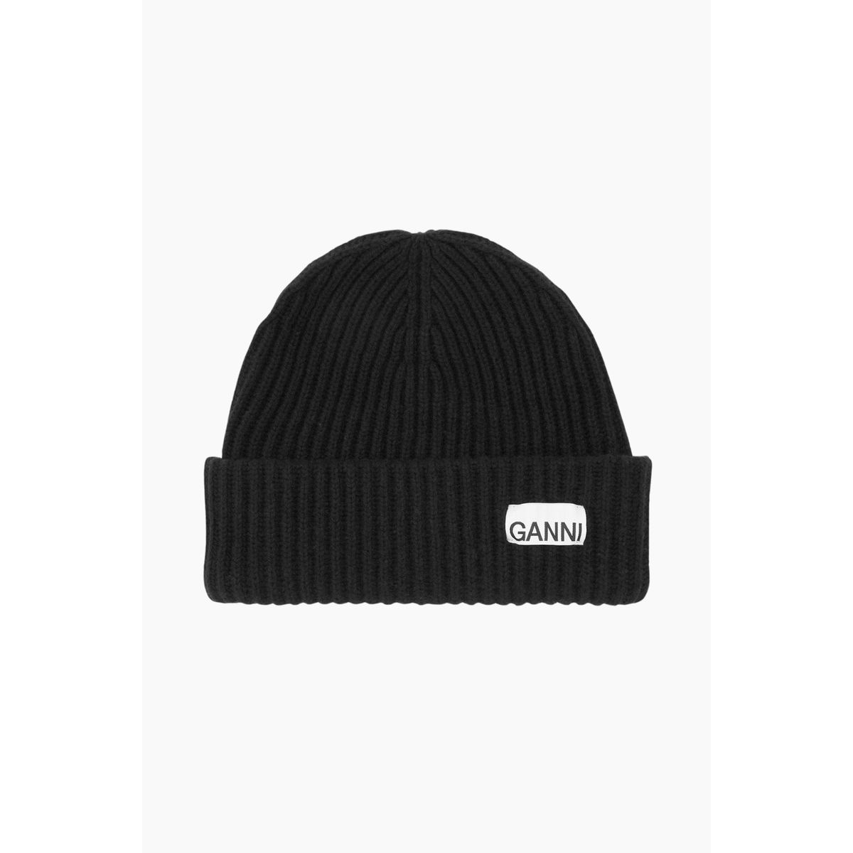 Structured Rib Beanie A4429 - Black - GANNI - Sort One Size