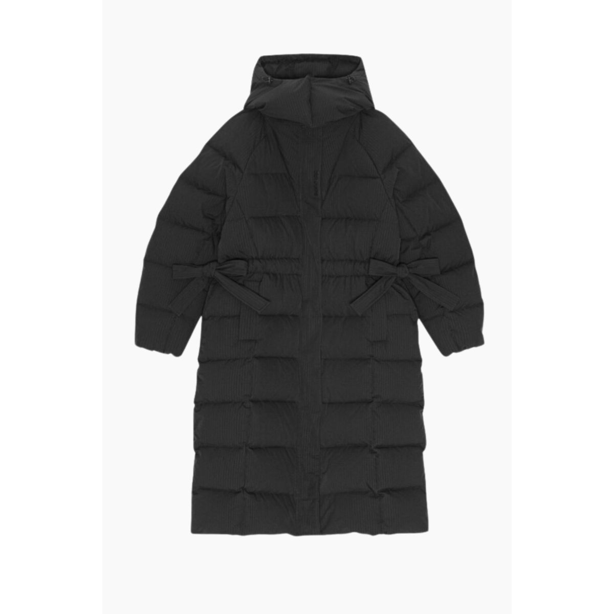 Tech Seersucker Puffer Coat F9688 - Black - GANNI - Sort L/XL