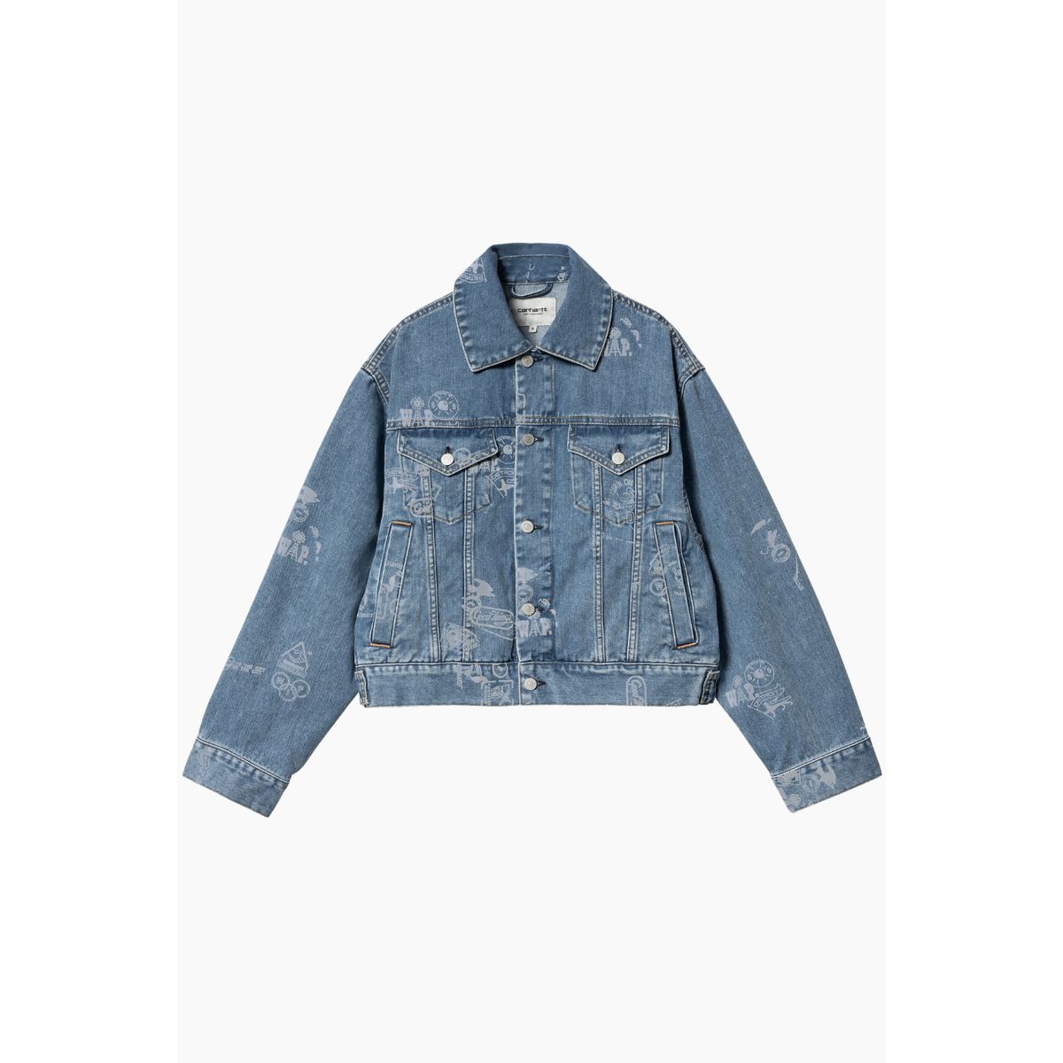 W' Stamp Jacket - Stamp Print, Blue (Bleached) - Carhartt WIP - Blå XS