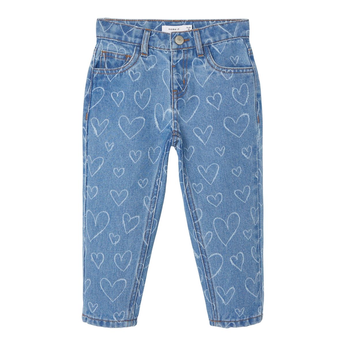 Name It Bella Shaped Jeans - Dark Blue Denim Hearts - 92 cm