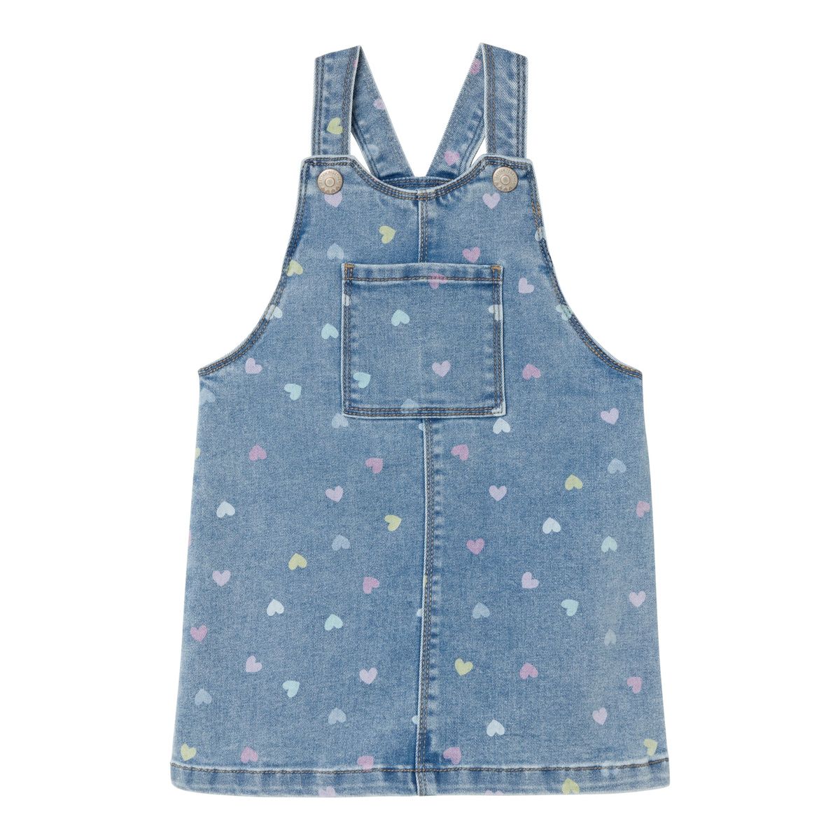 Name It Rosa Denim Spencer Dress - Medium Blue Denim Hearts - 86 cm