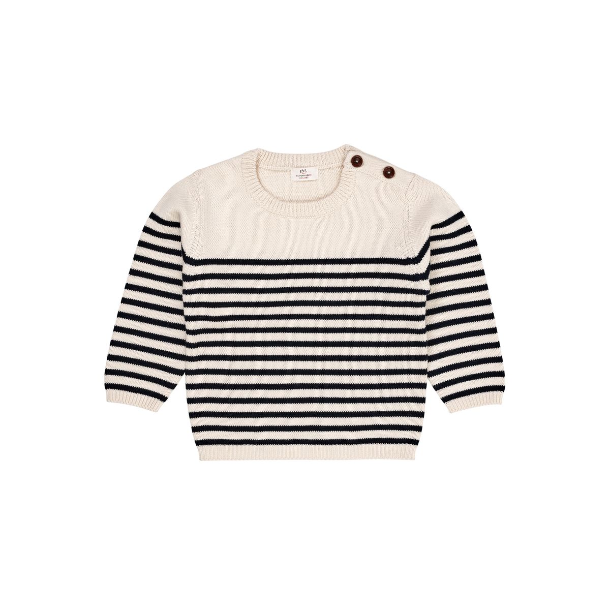 Copenhagen Colors Strik Bluse med Striber - Cream/Navy - 92 cm