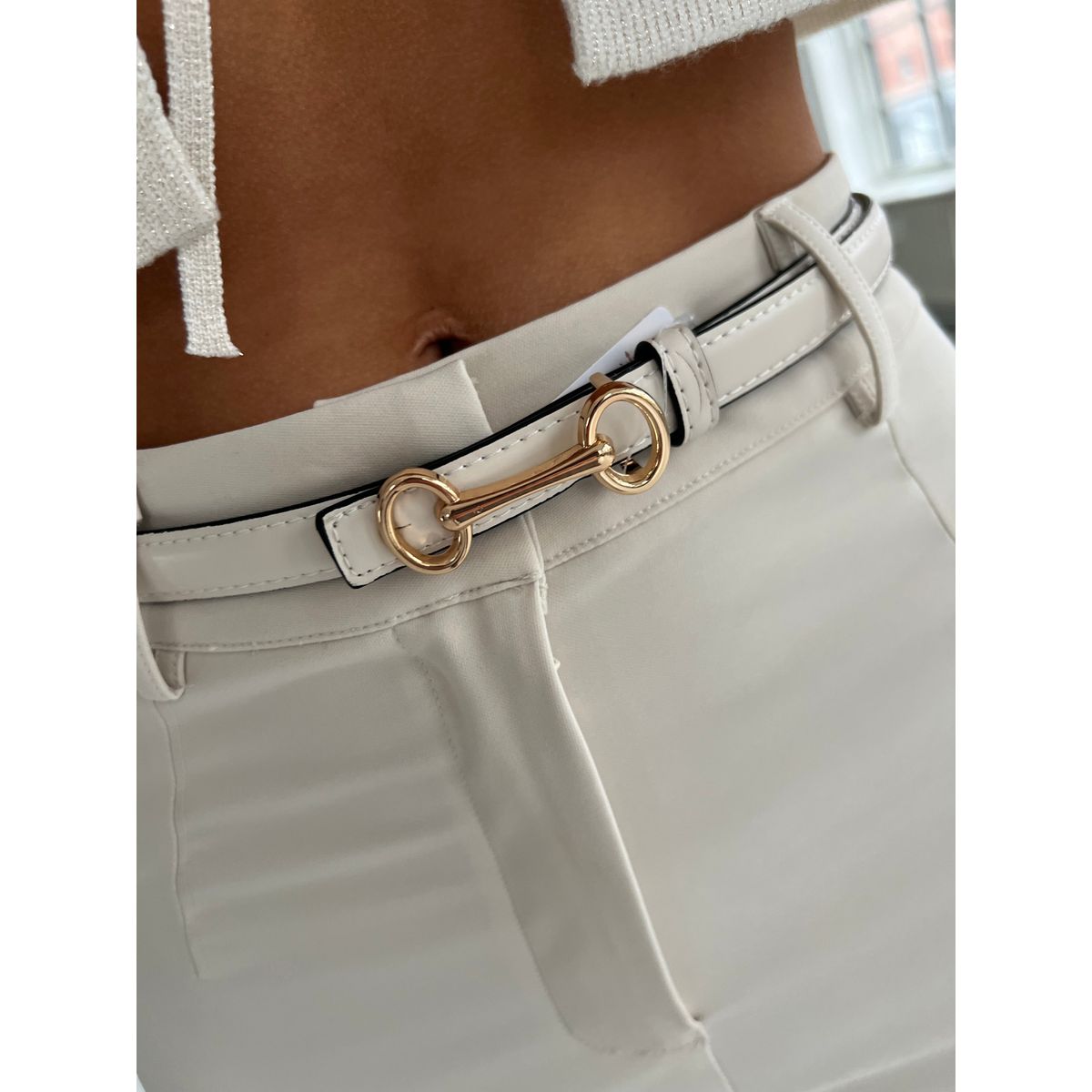 beige leather belt